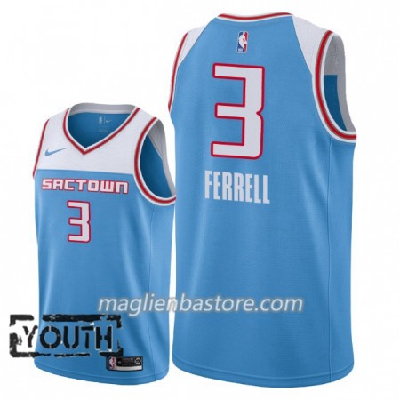 Maglia NBA Sacramento Kings Yogi Ferrell 3 2018-19 Nike City Edition Blu Swingman - Bambino